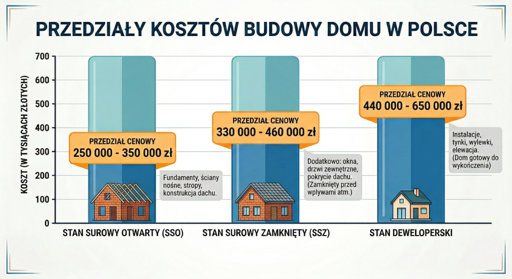 Koszt budowy domu 100 m2 w 2026 roku według etapów